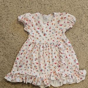 Floral Kids Dress - Cream with Multicolor Accents